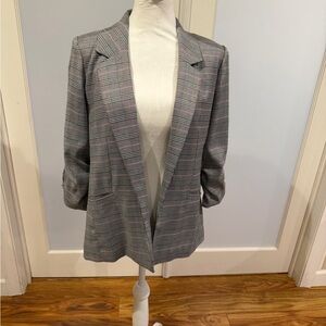 Kut from the Kloth Gray and Pink Plaid Blazer